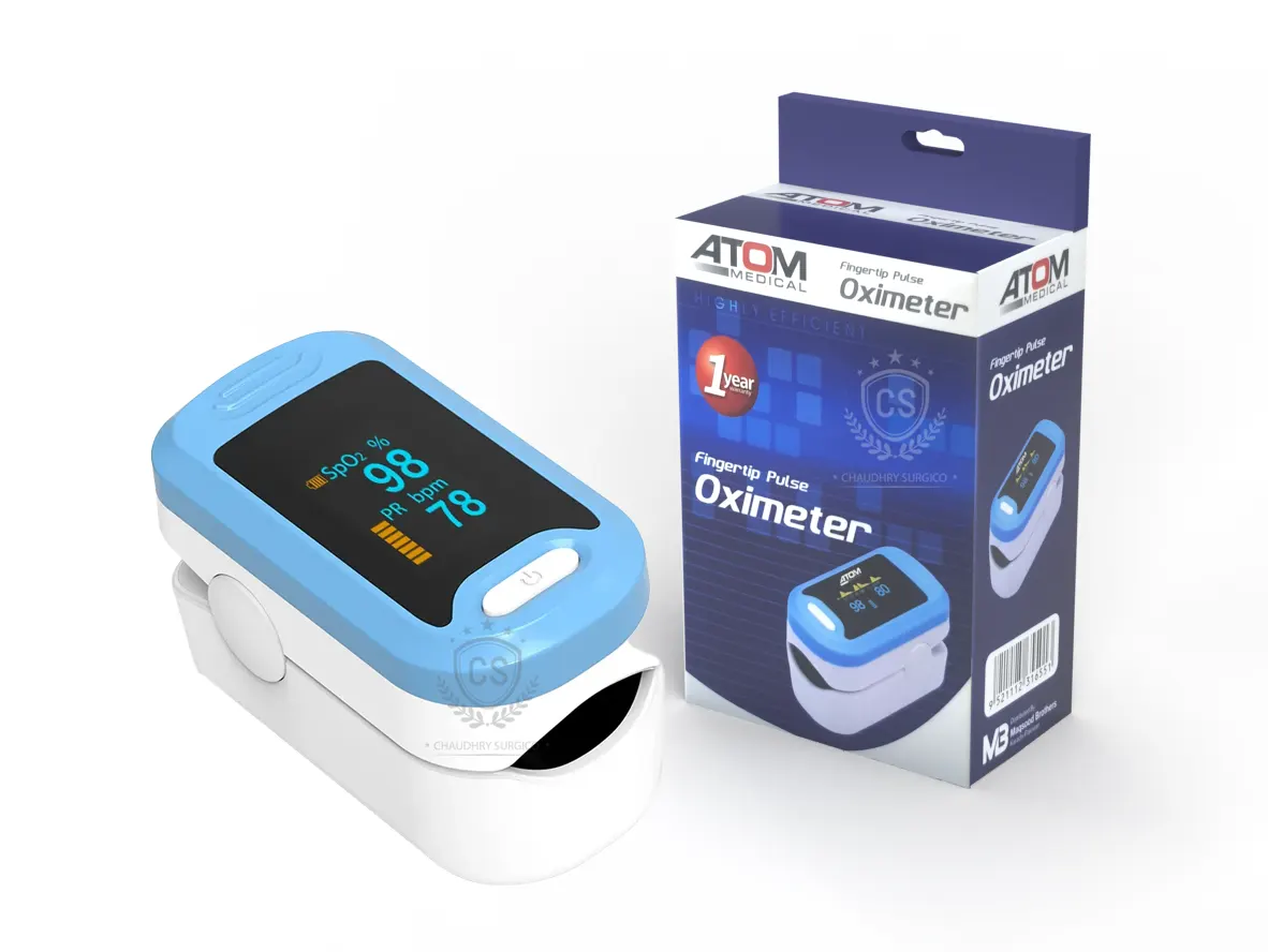 Fingertip Pulse Oximeter Atom AT-875 Blood Oxygen Saturation Monitor